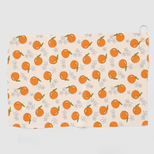 オレンジと花の模様 ゴルフタオル (横)
