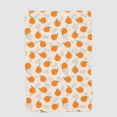 オレンジと花の模様 ゴルフタオル (正面)