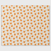 オレンジと花の模様 ラッピングペーパー (フラット)