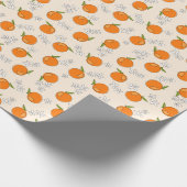 オレンジと花の模様 ラッピングペーパー (角)