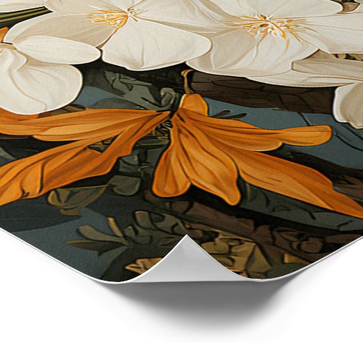 オレンジと花 ポスター (角)