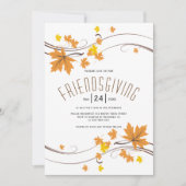 オレンジと茶色のカエデ葉秋フレンドシップ 招待状 (正面)