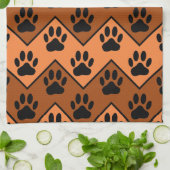 オレンジと茶色のシェブロンと犬の手のパターンTowe キッチンタオル (折り畳み)