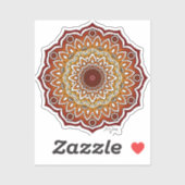 オレンジと茶色のスパイラルとフローラ曼荼羅 シール (シート)
