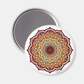 オレンジと茶色のスパイラルとフローラ曼荼羅 マグネット (正面/裏面)