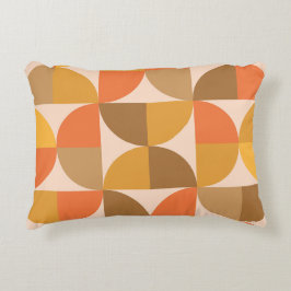 オレンジと茶色のミッドセンチュリー半円 アクセントクッション