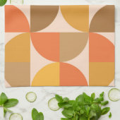 オレンジと茶色のミッドセンチュリー半円 キッチンタオル (折り畳み)