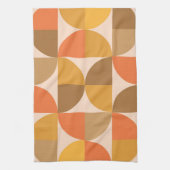 オレンジと茶色のミッドセンチュリー半円 キッチンタオル (縦)