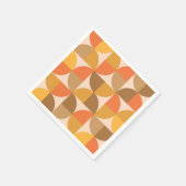 オレンジと茶色のミッドセンチュリー半円 スタンダードカクテルナプキン (角)