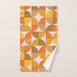 オレンジと茶色のミッドセンチュリー半円 ハンドタオル