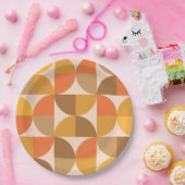 オレンジと茶色のミッドセンチュリー半円 ペーパープレート (パーティー)