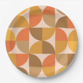 オレンジと茶色のミッドセンチュリー半円 ペーパープレート (正面)
