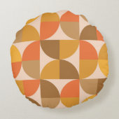 オレンジと茶色のミッドセンチュリー半円 ラウンドクッション (裏面)