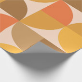 オレンジと茶色のミッドセンチュリー半円 ラッピングペーパー (角)