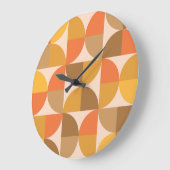 オレンジと茶色のミッドセンチュリー半円 ラージ壁時計 (傾斜)