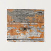 オレンジと茶色の木の板 タペストリー (正面(横))