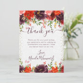 オレンジと茶色の秋の花キンセアニェラ サンキューカード (スタンド正面)