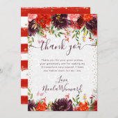 オレンジと茶色の秋の花キンセアニェラ サンキューカード (正面/裏面)