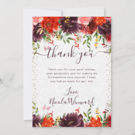 オレンジと茶色の秋の花キンセアニェラ サンキューカード