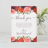 オレンジと茶色の秋の花キンセアニェラ サンキューカード (スタンド正面)