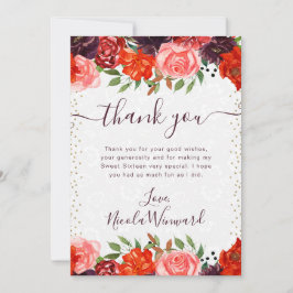 オレンジと茶色の秋の花甘い16 サンキューカード