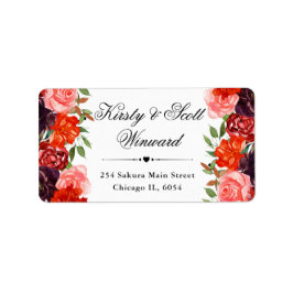 オレンジと茶色の秋結婚の花の住所 ラベル