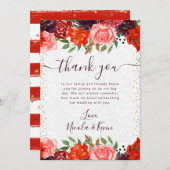 オレンジと茶色の秋結婚の花 サンキューカード (正面/裏面)