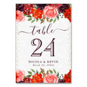 オレンジと茶色の秋結婚の花 テーブルナンバー (裏面)