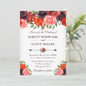 オレンジと茶色の秋結婚の花 招待状 (スタンド正面)