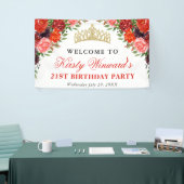 オレンジと茶色の秋花誕生日 横断幕 (トレードショー)