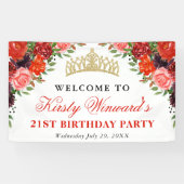 オレンジと茶色の秋花誕生日 横断幕 (横)