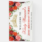 オレンジと茶色の秋花誕生日 横断幕 (縦)