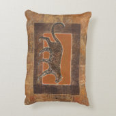 オレンジと茶色の背景にヒョウ アクセントクッション (裏面(縦))