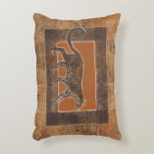 オレンジと茶色の背景にヒョウ アクセントクッション (正面(垂直))