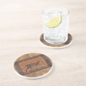 オレンジと茶色の背景にヒョウ コースター (側面)