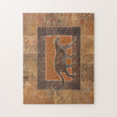 オレンジと茶色の背景にヒョウ ジグソーパズル (縦)