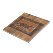 オレンジと茶色の背景にヒョウ タイル (側面)