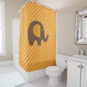 オレンジと茶色の象の対角ストライプ象 シャワーカーテン (インサイチュ)