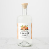 オレンジと葉を使った手作りのオレンジジュース リキュールボトルラベル (正面)