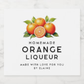 オレンジと葉を使った手作りのオレンジリキュール リキュールボトルラベル (シングルラベル)