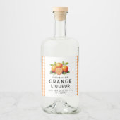 オレンジと葉を使った手作りのオレンジリキュール リキュールボトルラベル (正面)