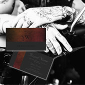 オレンジと赤のグラデーション模様ダークグレーモノグラム 名刺