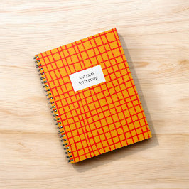 オレンジと赤のチェック柄のノート文房具 ノートブック