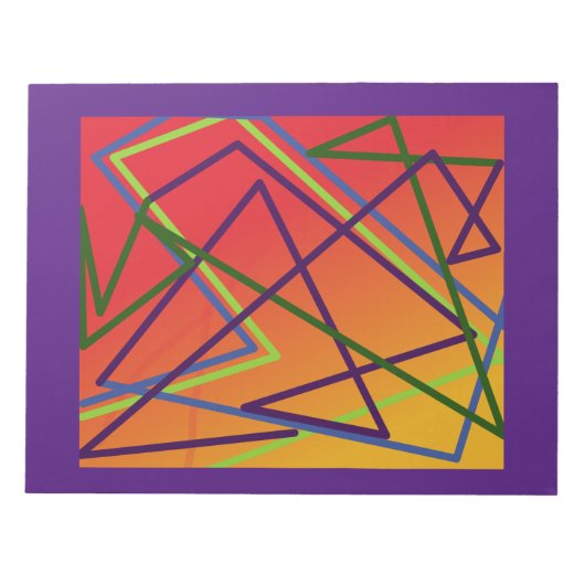 オレンジと赤のデザインの明るい線お洒落 ノートパッド (正面)