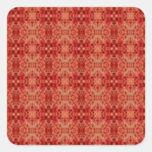 オレンジと赤のパターン スクエアシール (正面)