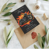 オレンジと赤のフレイムバイクパーティーを体験！ 招待状