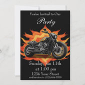 オレンジと赤のフレイムバイクパーティーを体験！ 招待状 (正面)