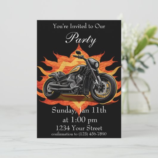 オレンジと赤のフレイムバイクパーティーを体験! 招待状 (スタンド正面)