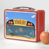 オレンジと赤のライトが付いたスクールバス メタルランチボックス (インサイチュ)