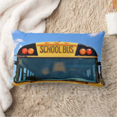 オレンジと赤のライトが付いたスクールバス ランバークッション (ブランケット)